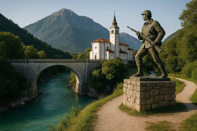 aussicht auf kobarid und das soča-tal in slowenien
