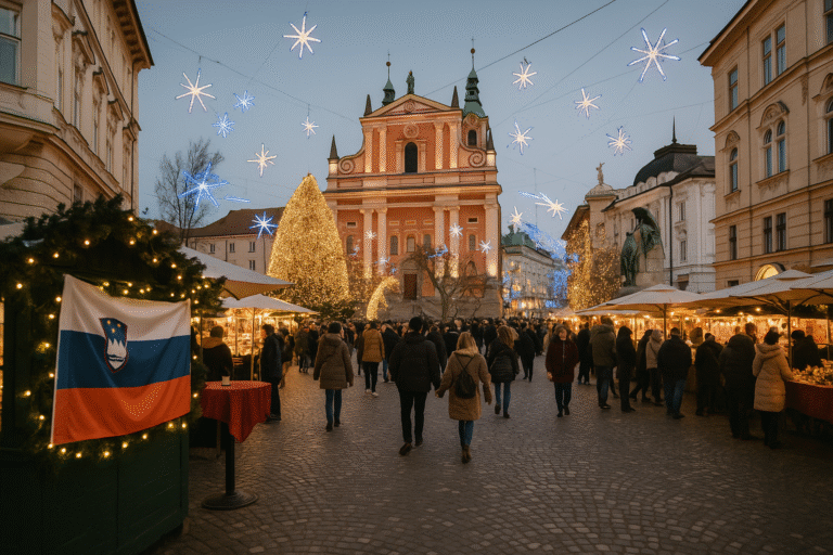 Weihnachtstraditionen und festliche Stimmung in Slowenien, mit Advent, Märkten und Bräuchen