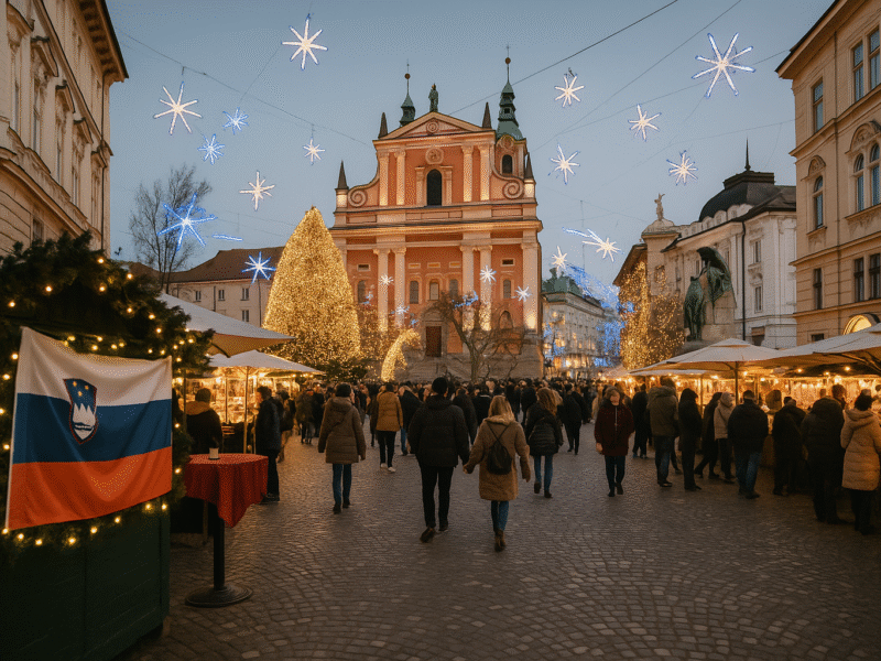Weihnachtstraditionen und festliche Stimmung in Slowenien, mit Advent, Märkten und Bräuchen